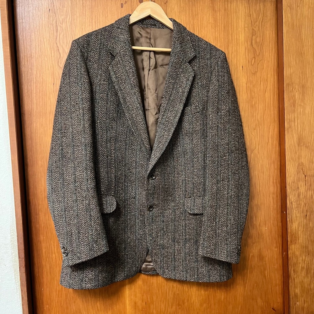 Kevin & Howlin VTG Brown Tweed Blazer Men Two Button Wool Sport Coat 44L Ireland